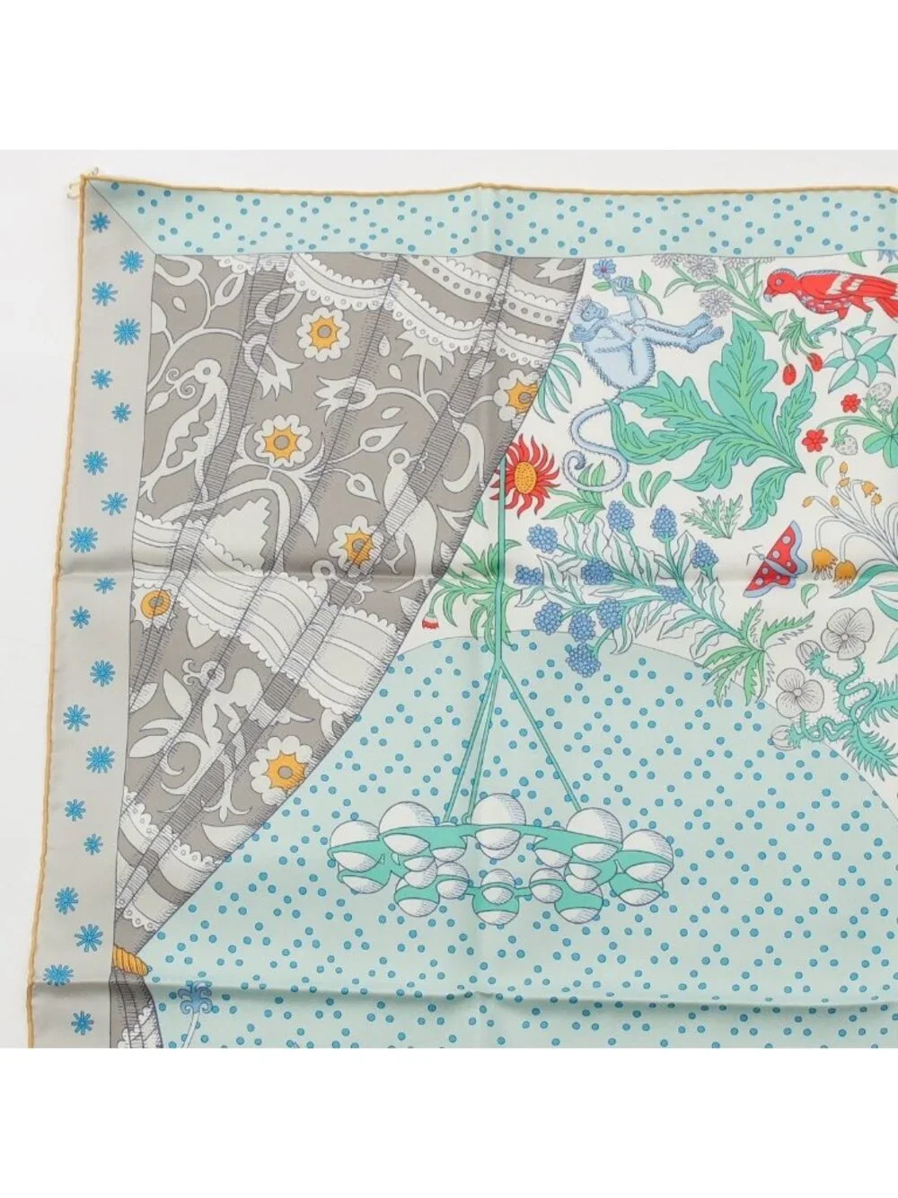 Hermes Carre 90 Silk le Premier Chant Song Of Beginnings Scarf Blue Multicolor